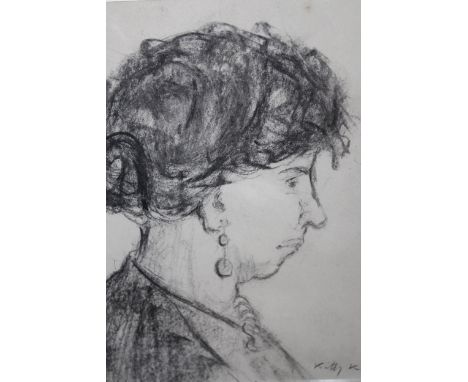 Charcoal drawing, portrait of a lady, inscribed ' Kitty K. ' (Kitty K. was one of Walter Sickerts models) unsigned, 30cms x 2