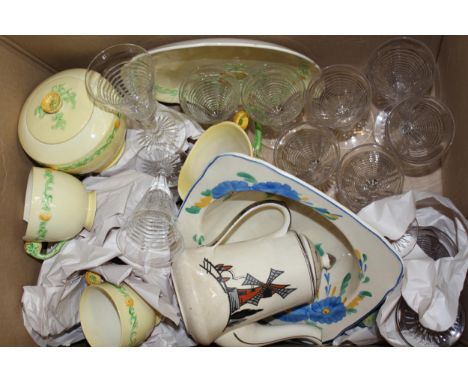 Set of twelve Edinburgh crystal drinking glasses, together with a Carlton ware part tea service and a Midwinter coffee servic