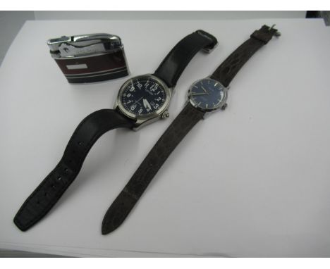 Divers style wristwatch, an Avia stainless steel wristwatch by Citizen, together with an Omega MPG & Co. lighter 