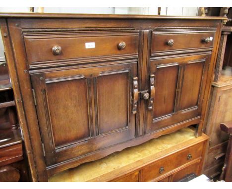 Ercol dark oak dresser with rack 