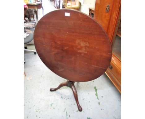 George III circular mahogany tilt top pedestal table on tripod support 