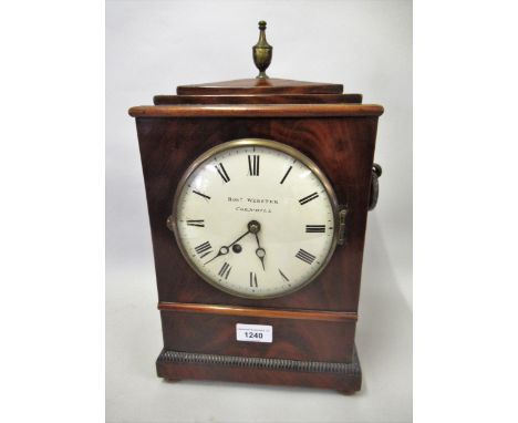 Regency mahogany bracket clock, the circular 6in enamel dial with Roman numerals, inscribed Robert Webster Cornhill, with a s