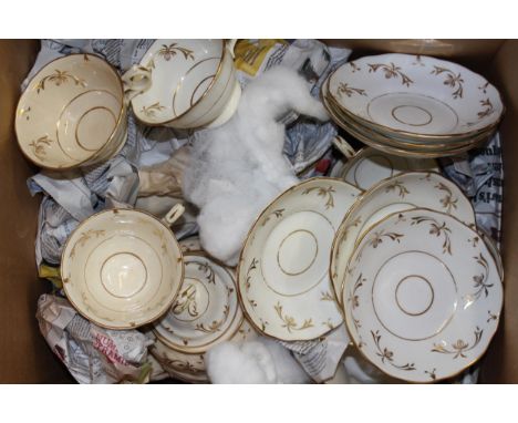 19th Century English white and gilt decorated part tea service including a teapot 