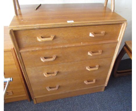 Mid 20th Century G Plan light oak chest by E. Gomme of four drawers, 76cms x 45cms x 85cms high 
