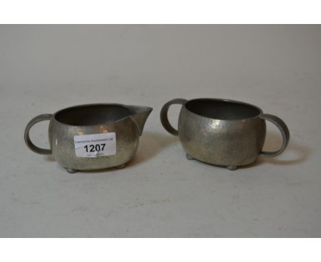 Liberty & Co. Tudric pewter sugar basin and cream jug 