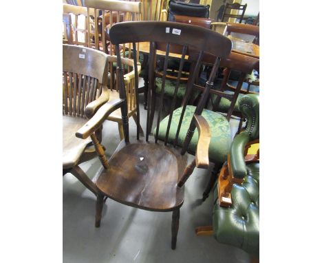 19th Century beech and elm stick back farmhouse kitchen chair 