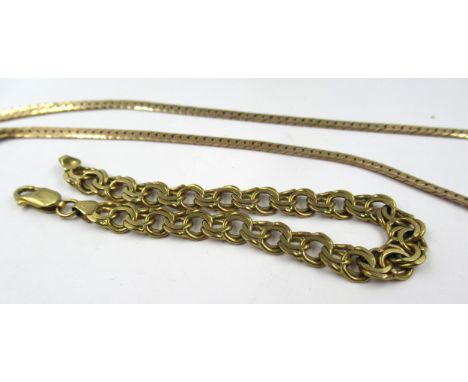 9ct Rose gold chain link necklace and 9ct gold bracelet, 26.5g 