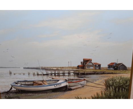 K. W. Hastings, group of three oil paintings on board, various Norfolk scenes, signed 19cms x 24cms, gilt framed 