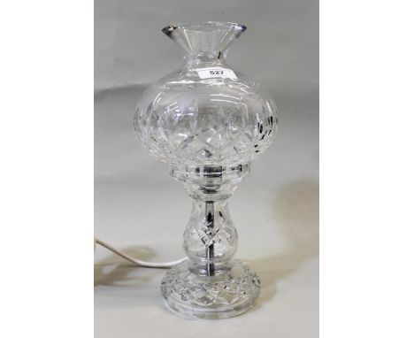 Waterford crystal glass table lamp, with mushroom shade and original boxIn good condition 