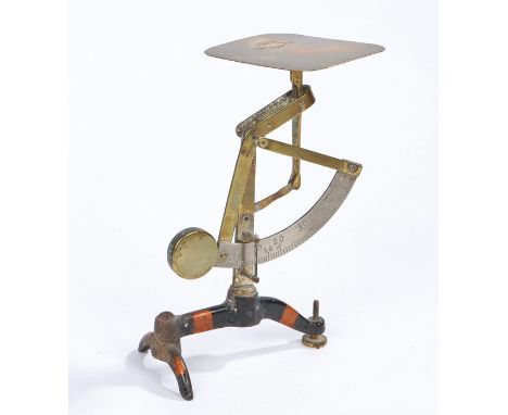 Set of brass, cast iron and steel counter-balanced letter scales, the letter platform engraved "St. Peters scale" surrounded 