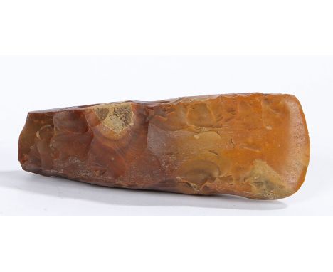 Neolithic part polished axe head, length 13cm 