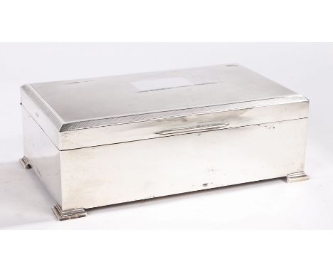 Elizabeth II silver cigar box, Birmingham 1951, maker J B Chatterley &amp; Sons Ltd,the engine turned hinged lid with vacant 