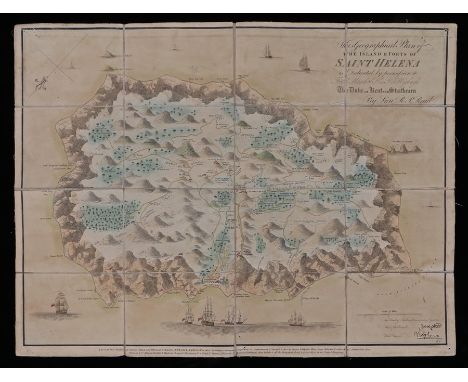 Read (Lieutenant R.P.) Saint Helena, pictorial map of Napoleon`s place of exile., title and dedication upper right 'This Geog