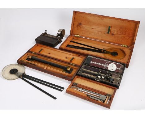 Collection of instruments, to include a boxed Planimeter, a slide rule, to measures a cased Negretti &amp; Zambra swinging th