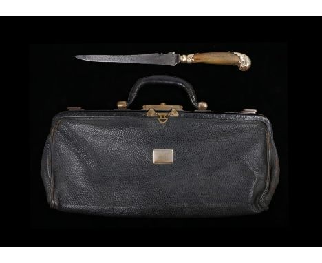 An intriguing knife. The Victorian knife with a horn handle and silver mounted base and collar having the attached steel blad