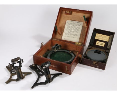 Two cased Azimuth circle, the first Patt 1152, No 1217OE, together with a Patt 1950 example, John Bruce instrument and anothe