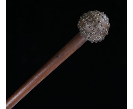 Zulu Knobkerrie, with a studded head above a tapering handle, 79cm 