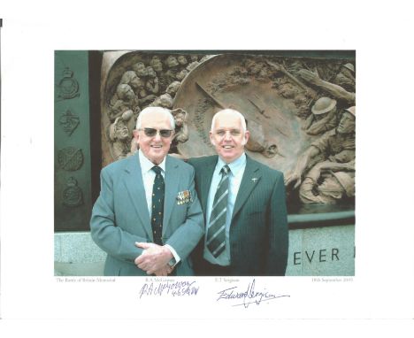 R A McGowan and Ted Sergison signed 2005 Battle of Britain Memorial 10 x 8 colour photo from Ted Sergison Battle of Britain H