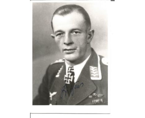WW2 Luftwaffe fighter ace Stefan Litjen KC signed 6 x 4 inch portrait b/w photo in uniform. Good Condition. All autographs ar