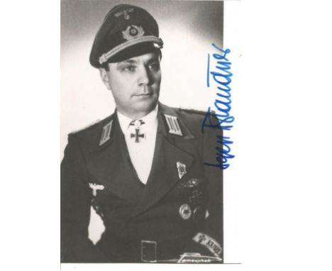 WW2 German Panzer ace Joseph Brandner KC signed 6 x 4 inch portrait b/w photo in uniform. Good Condition. All autographs are 