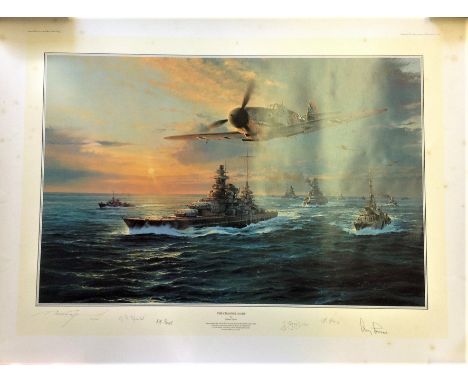 Channel Dash by Robert Taylor, very rare 33 x 26 inches WW2 print numbered 33/1000. At dawn on 12 February 1942 a German batt