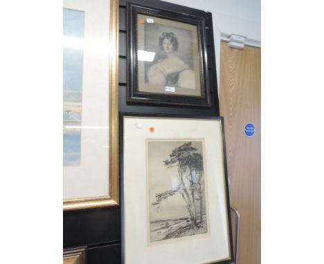 A portrait sketch and wood block print
