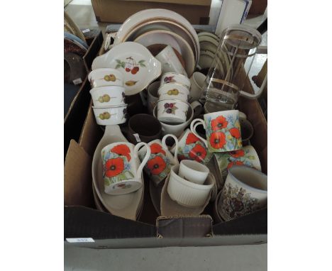 A box of ceramics etc including Royal Worcester ramekins