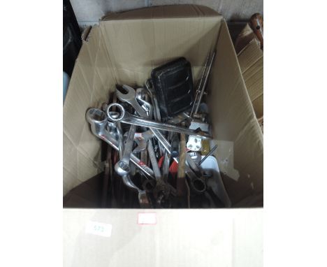 A selection of mechanics and engineers tools including spanners