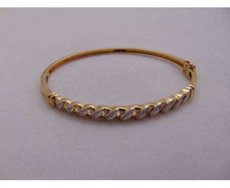 9ct yellow gold and diamond bangle, approx total weight 7.9g
