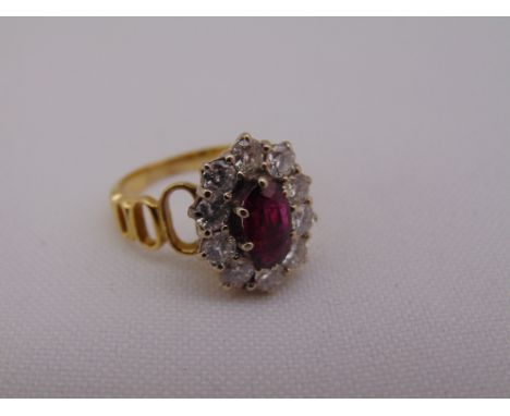 18ct yellow gold, ruby and diamond dress ring, approx total weight 4.8g