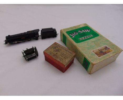 Chad Valley GWR Locomotives Old and New about 200 piece three ply wood jig-saw puzzle in original packaging, W Swain diecast 