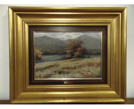 Arrieta framed oil on panel of a country landscape, signed bottom left, 22 x 31cm
