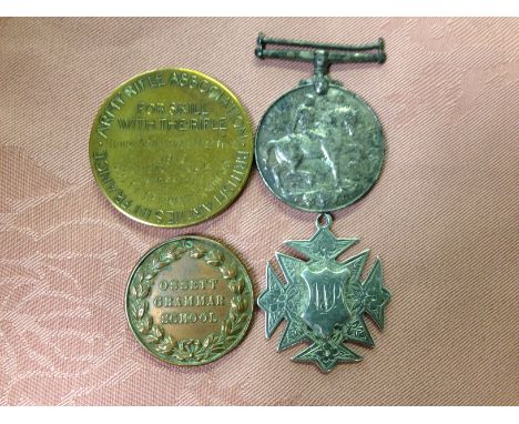 ARMY RIFLE ASSOCIATION 3RD. PRIZE MEDAL, 1919 RHINE ARMY RIFLE MEETING, SILVER 1900 MARKSMAN PRIZE FOB, BWM TO 18696 PTE. C. 