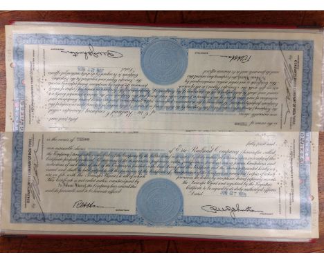 A COLLECTION OF SHARE, BOND AND SIMILAR CERTIFICATES IN A BINDER, NORTH AMERICAN RAILWAYS ETC. (30)