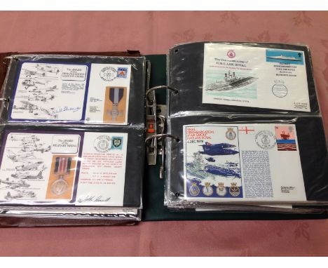 GB: BOX WITH RAF COVERS COLLECTION IN FOUR ALBUMS, FEW SIGNED, ALSO ARMY AND NAVAL COVERS 