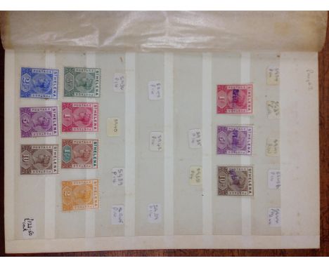 ST. HELENA: 1890-1937 OG SELECTION IN SMALL STOCKBOOK, 1890-7 SET, 1903 SET, 1912-16 SET, 1922-37 SCRIPT TO 7/6, ALSO SPECIME
