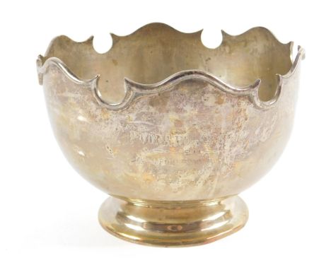 A George V silver footed bowl, presentation engraved 'Poona' Horse Show 1911, Champion Pony Hunters, Capt V A Coaker's, 'Why 