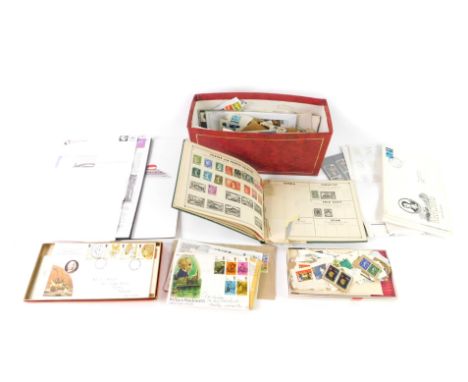 Philately. British and World stamps, including pre decimal first day covers, mint stamps, and a 1990 Royal Mail Collectors Pa