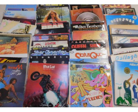 Record albums rock pop and easy listening, 1960s - 80's, including The Stranglers, Queen, Rolling Stones, Blondie, and Thin L