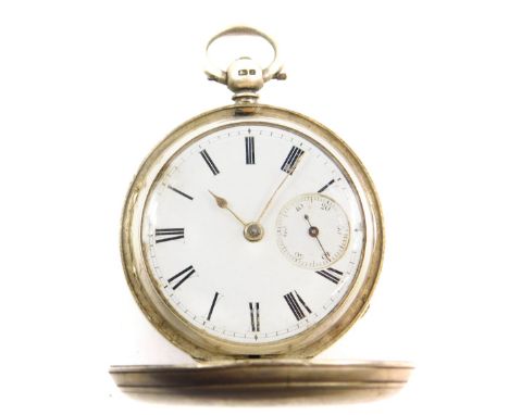 A Victorian silver gentleman's hunter pocket watch by Beha Schwerer &amp; Co Norwich, circular enamel dial bearing Roman nume