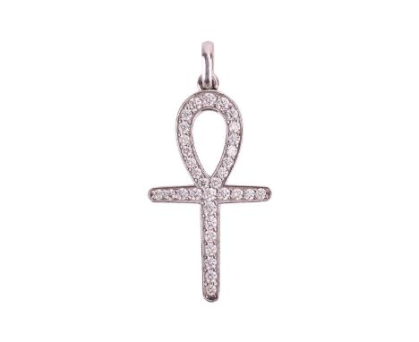 A diamond-set ankh pendant, pavé-set with brilliant-cut diamonds with an estimated total weight of 2.37ct, on a loop bail, wh