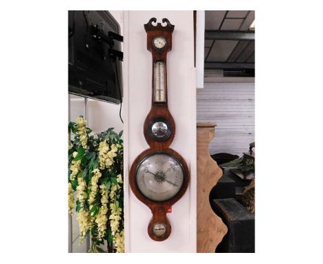 A Regency period mahogany barometer by Botterell, Liskeard, a/f 37.75in high