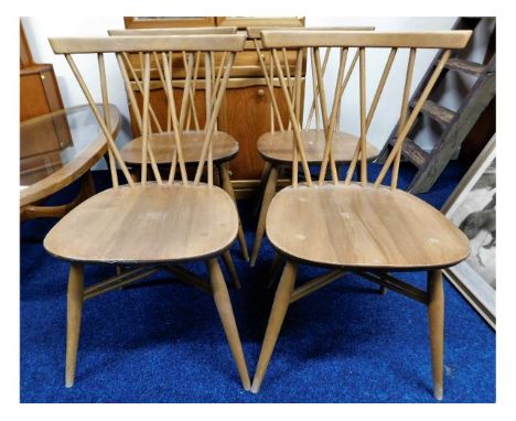 Four 1960's Ercol candlestick chairs with elm seats