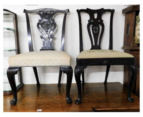 Two 18thC. country Chippendale dining chairs