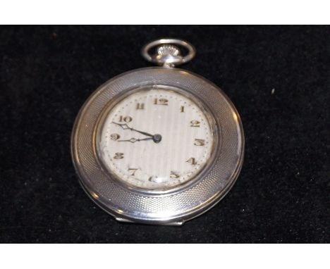 Silver ladies pocket watch engine turned