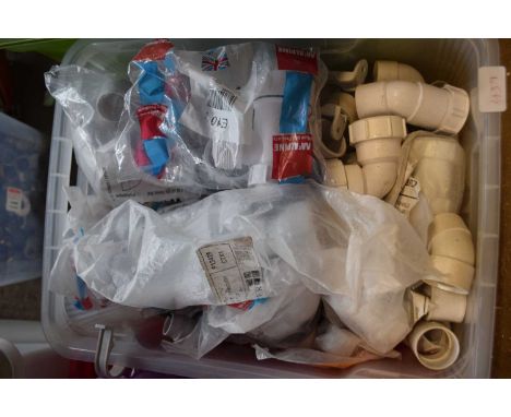 Box containing mixed McAlpine plumbing products, straight trough connectors etc