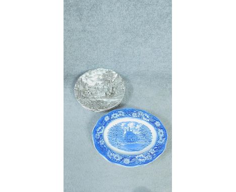 A set of Wedgwood ceramic Enoch Tunstall Ltd transferware 'Old English' bowls and Liberty Blue oval platters with copies of c