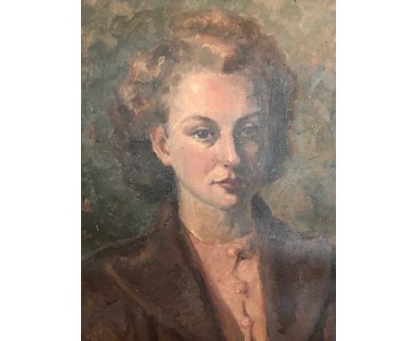 Witold Witoski (Polish, 20th Century), portrait of Jane Furlong, aged 17, 1947, inscribed verso, oil on paper, 43 by 32m, fra