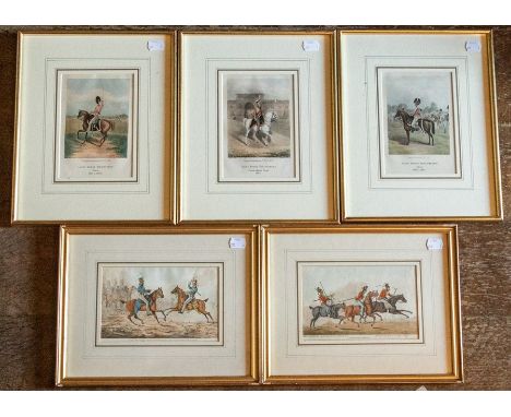 Collection of early-19th century military prints, hand-coloured etchings and lithographs, including three after Henry Alken, 
