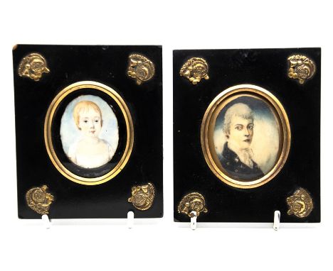 A George III oval portrait miniature on ivory, label verso, Henry Bagshaw, 1799, born December 4th 1795, H. Spalding, Lincoln